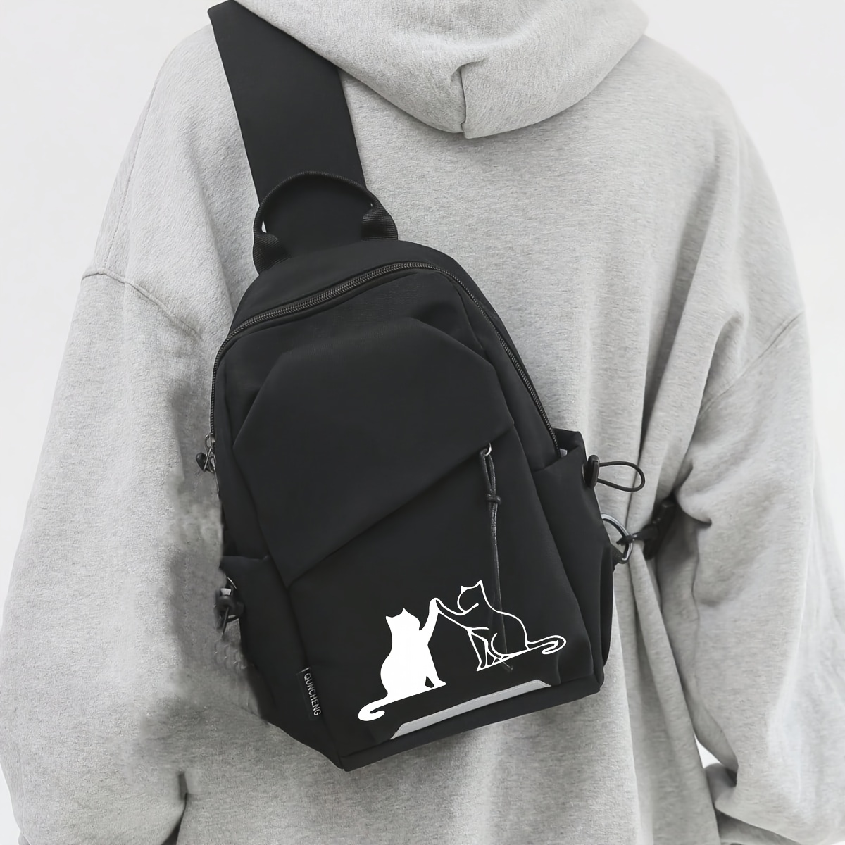 a stylish and lightweight sling backpack designed for sporty travel, featuring a sturdy zipper and comfortable fabric, perfect for everyday use and as gifts for christmas and new year
