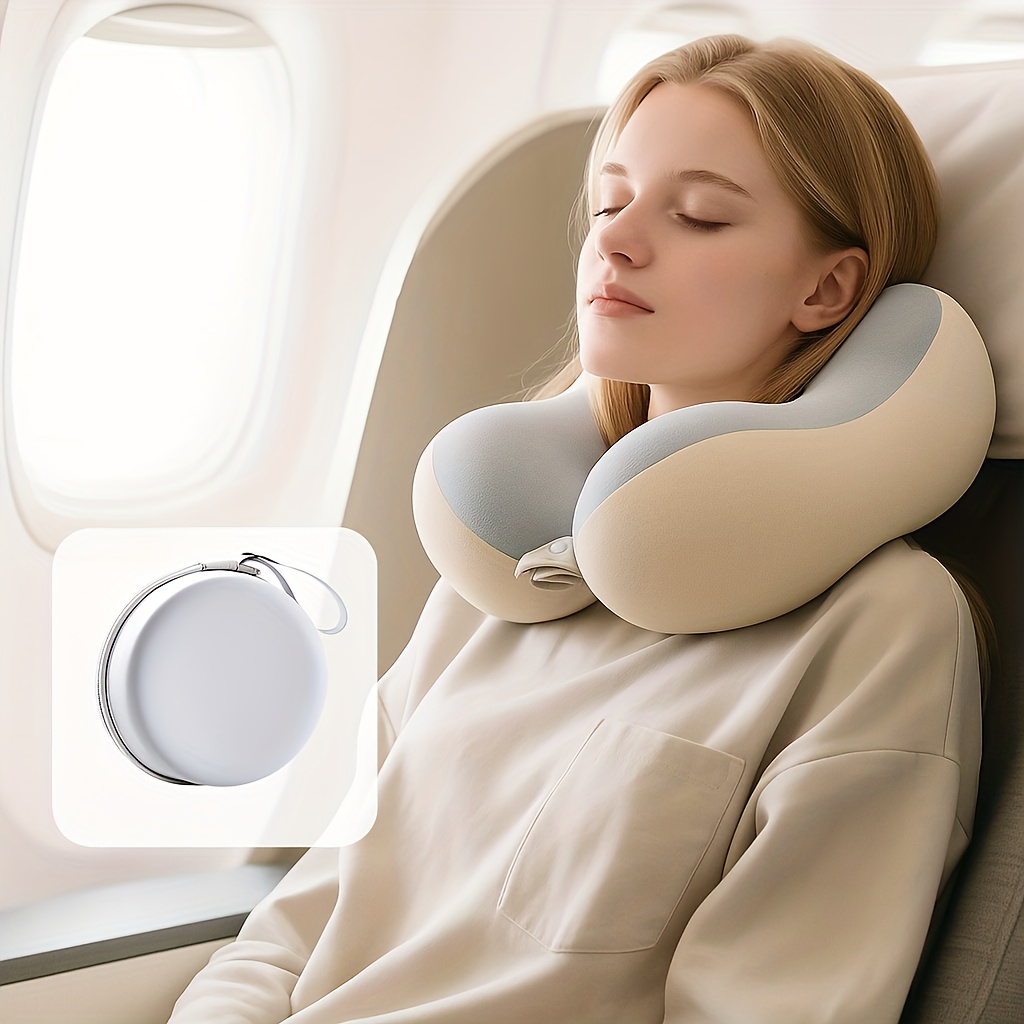 portable neck pillow for travel & home use – ergonomic cervical, compact & easy storage, comfortable sleep, ideal for desk, car, & long flights, slow rebound, machine washable cover, lightweight and portable travel companion