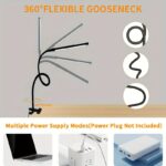 modern dimmable led desk lamp with touch control, adjustable swing arm & clamp, usb powered eye caring task light, polished black design for home office workspace, adjustable desk light | curved arm lamp | integrated usb ports, lamps for home office