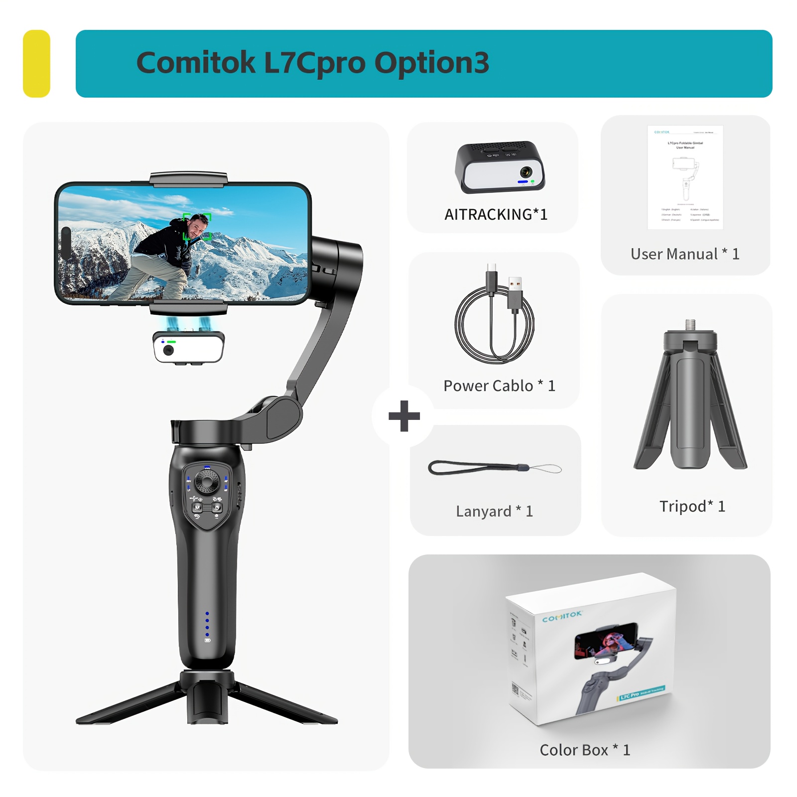 COMITOK L7C Smart 3-Axis Handheld Gimbal
