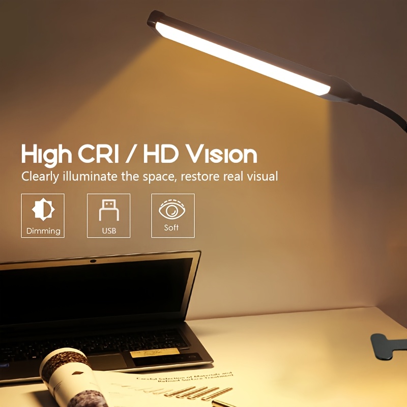 modern dimmable led desk lamp with touch control, adjustable swing arm & clamp, usb powered eye caring task light, polished black design for home office workspace, adjustable desk light | curved arm lamp | integrated usb ports, lamps for home office