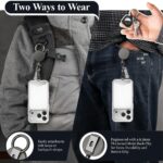 retractable cell phone lanyard, heavy duty metal anti theft phone tether with belt clip carabiner, universal anchor