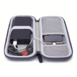 hard shell travel case for rav power 26800/20100/20000mah, anker powercore 26800mah, romoss 30000mah, miady charger, ekrist, lab599 tx500 radio | light grey, polyester fiber material