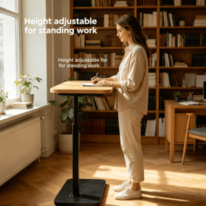 17.72 to 80.01 cm height adjustable side table/desk, premium black walnut wood grain finish, mobile with adjustable height, suitable as a home office computer desk or sofa side table, ideal for office reception or holiday gifting. dz 39 sfz
