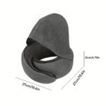 2 in 1 comfort set u shape pillow with hood & inflatable lumbar pillow | travel neck support, back relief, polyester satin cover