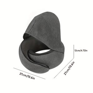 2 in 1 comfort set u shape pillow with hood & inflatable lumbar pillow | travel neck support, back relief, polyester satin cover