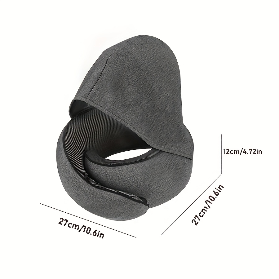 2 in 1 comfort set u shape pillow with hood & inflatable lumbar pillow | travel neck support, back relief, polyester satin cover