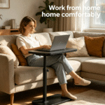 17.72 to 80.01 cm height adjustable side table/desk, premium black walnut wood grain finish, mobile with adjustable height, suitable as a home office computer desk or sofa side table, ideal for office reception or holiday gifting. dz 39 sfz