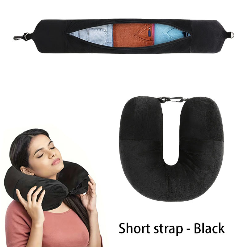 1pc of the new travel u shaped pillow, which can be filled with clothing, is easy to carry and essential for flights and daily use| travel| picnic| travel essentials