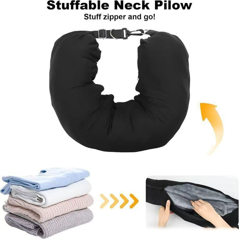 1pc of the new travel u shaped pillow, which can be filled with clothing, is easy to carry and essential for flights and daily use| travel| picnic| travel essentials