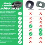 2 in 1 comfort set u shape pillow with hood & inflatable lumbar pillow | travel neck support, back relief, polyester satin cover