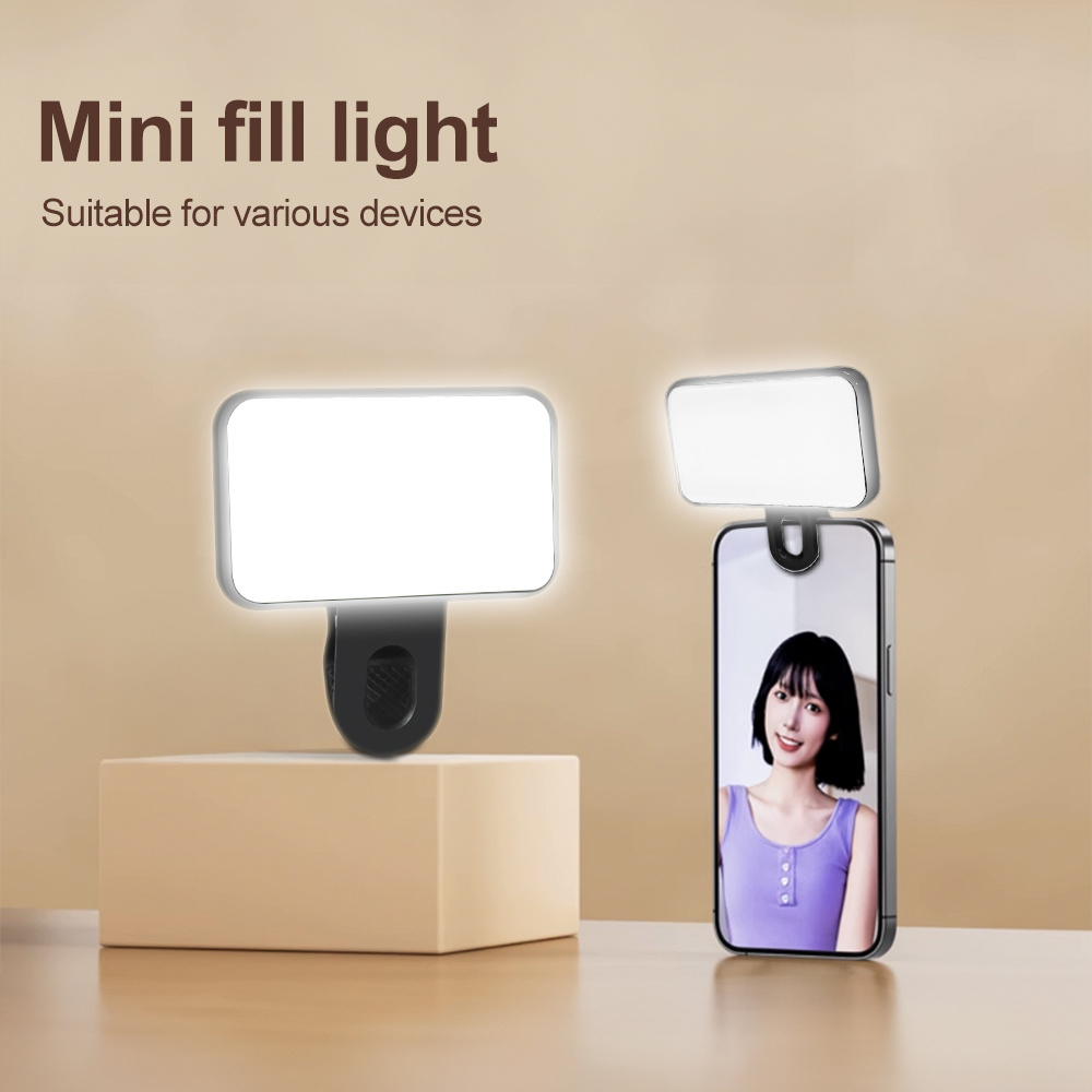 1pc mini clamping fill light portable for video conference, live streaming & phone photography | pocket beauty lamp for iphone 16/17 series, for samsung s25/fold7/flip7 & most smartphones