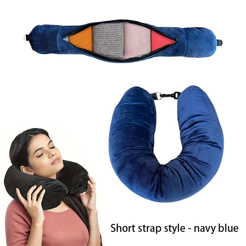1pc of the new travel u shaped pillow, which can be filled with clothing, is easy to carry and essential for flights and daily use| travel| picnic| travel essentials
