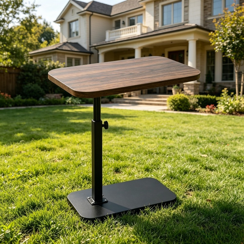 17.72 to 80.01 cm height adjustable side table/desk, premium black walnut wood grain finish, mobile with adjustable height, suitable as a home office computer desk or sofa side table, ideal for office reception or holiday gifting. dz 39 sfz