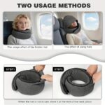2 in 1 comfort set u shape pillow with hood & inflatable lumbar pillow | travel neck support, back relief, polyester satin cover