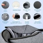 2 in 1 comfort set u shape pillow with hood & inflatable lumbar pillow | travel neck support, back relief, polyester satin cover